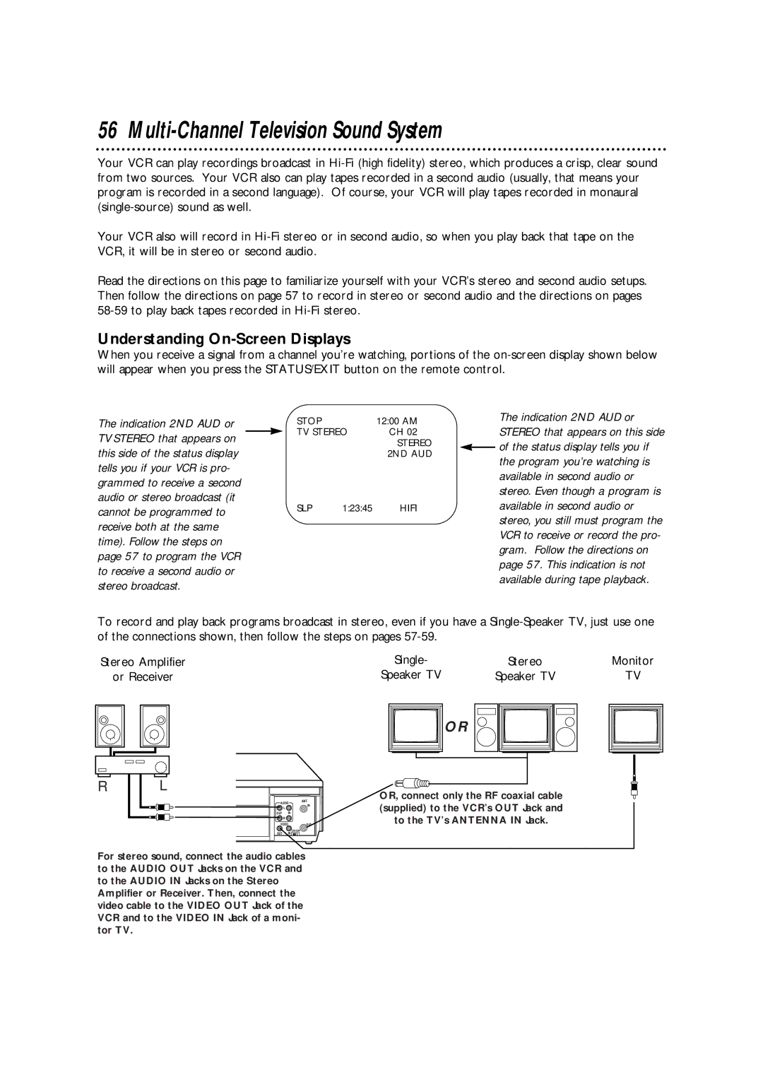 Philips VRA670AT owner manual Multi-Channel Television Sound System, Understanding On-Screen Displays, Monitor, Or Receiver 