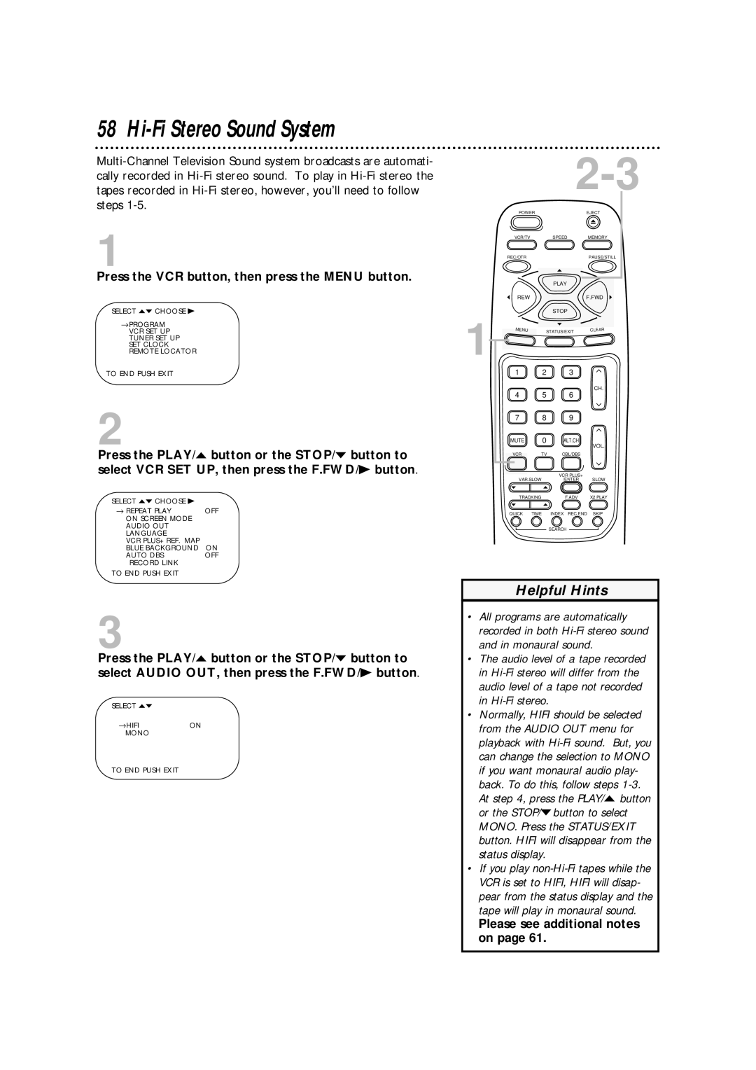 Philips VRA670AT owner manual Hi-Fi Stereo Sound System, Please see additional notes on 