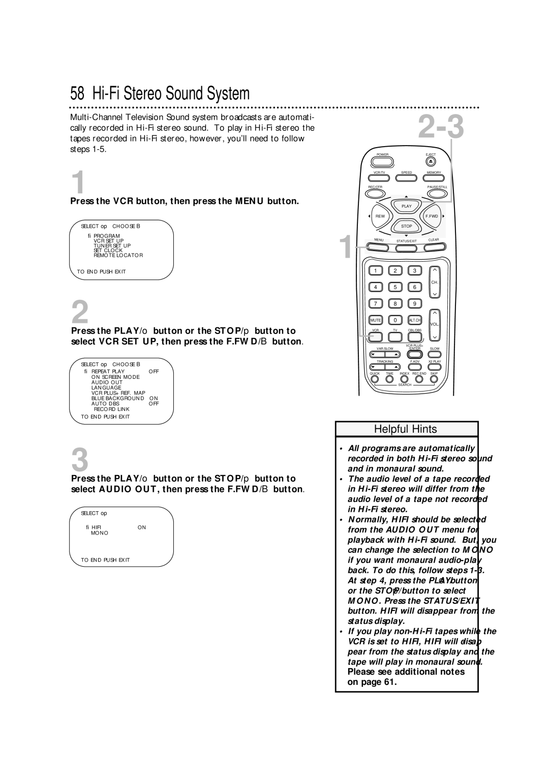 Philips VRA671AT owner manual Hi-Fi Stereo Sound System, Please see additional notes on 