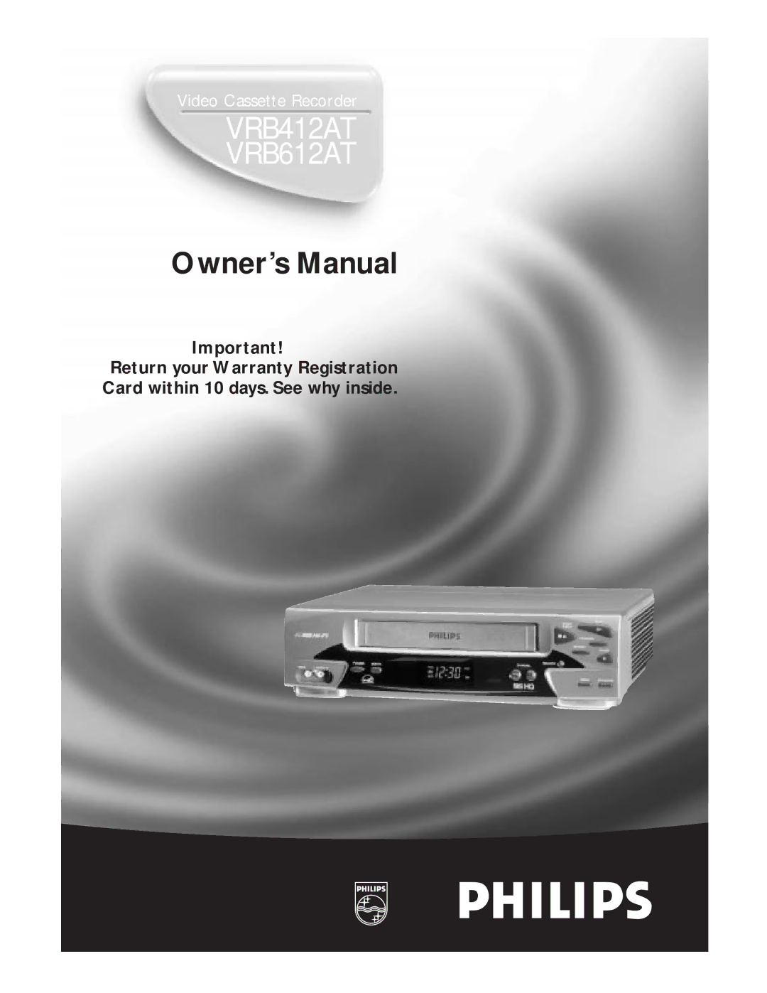 Philips owner manual VRB412AT VRB612AT 