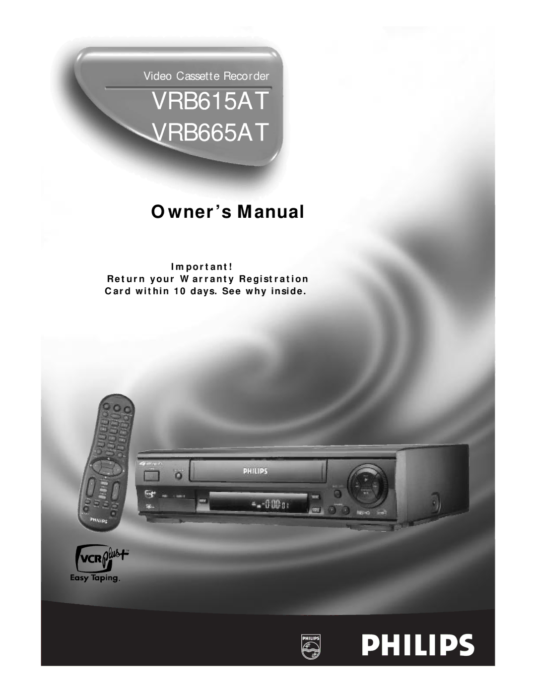 Philips owner manual VRB615AT VRB665AT 