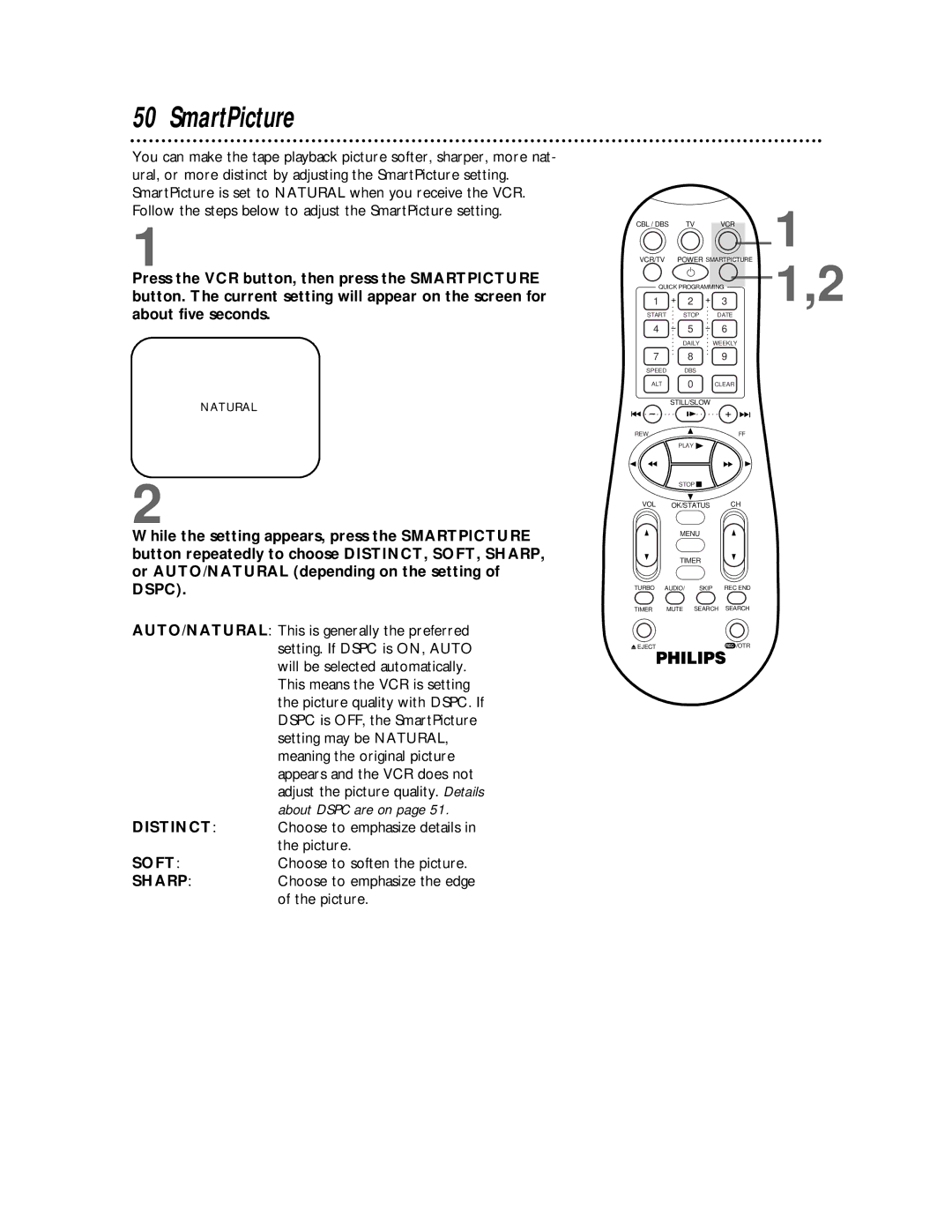 Philips VRB665AT, VRB615AT owner manual SmartPicture 