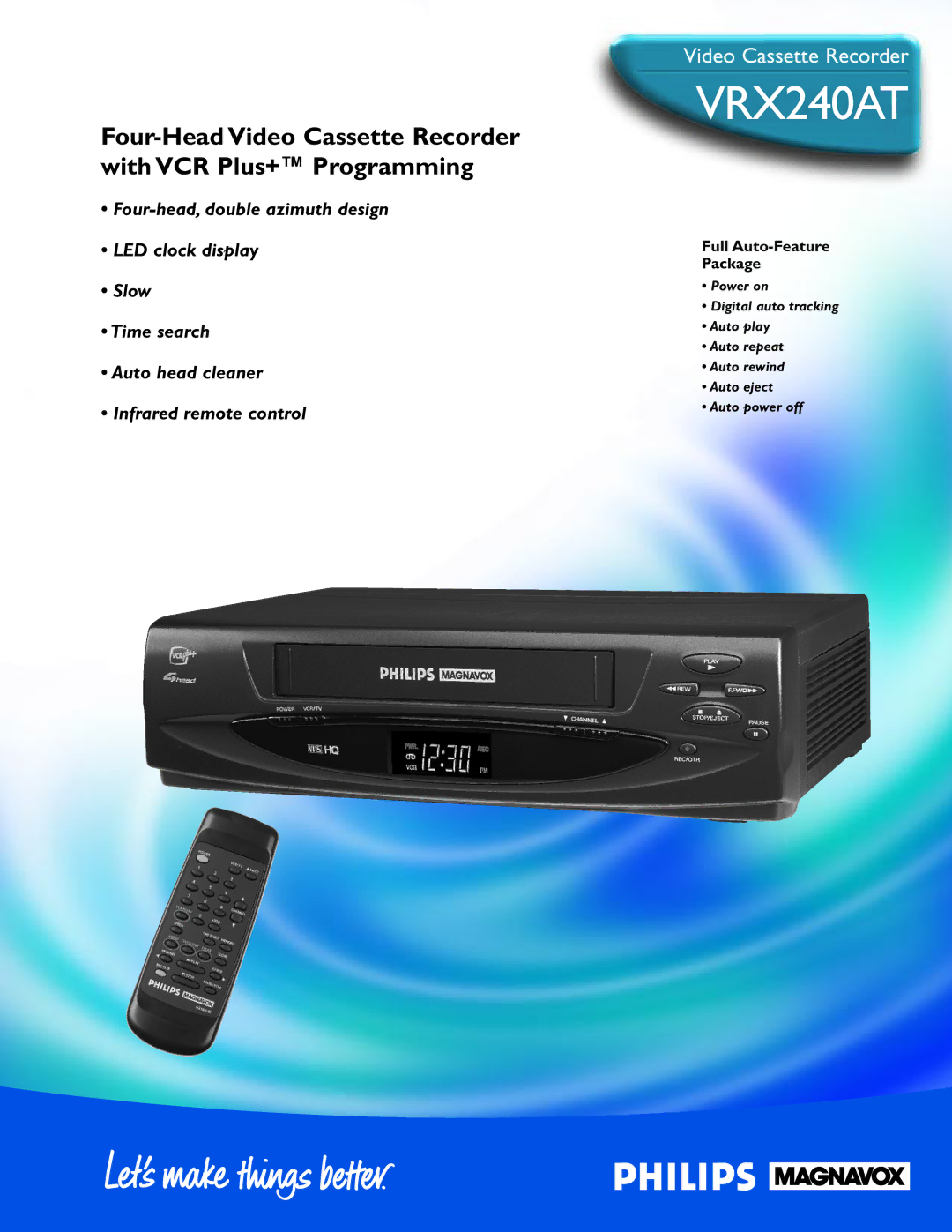 Philips VRX240AT manual Full Auto-Feature Package 