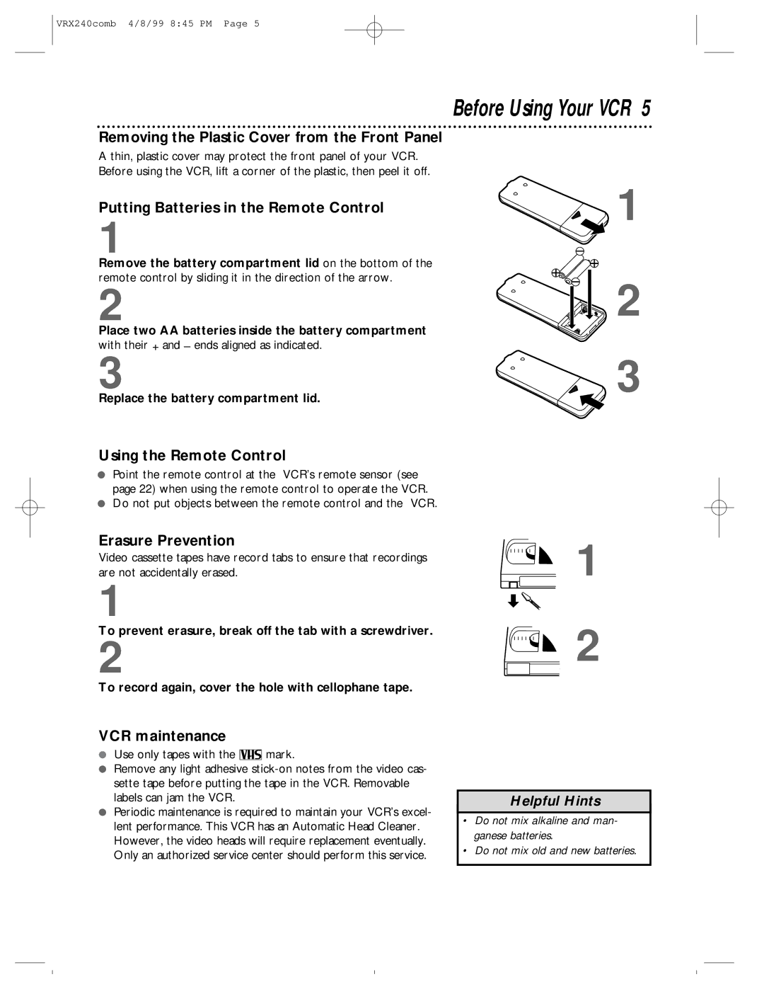 Philips VRX242AT owner manual Before Using Your VCR 