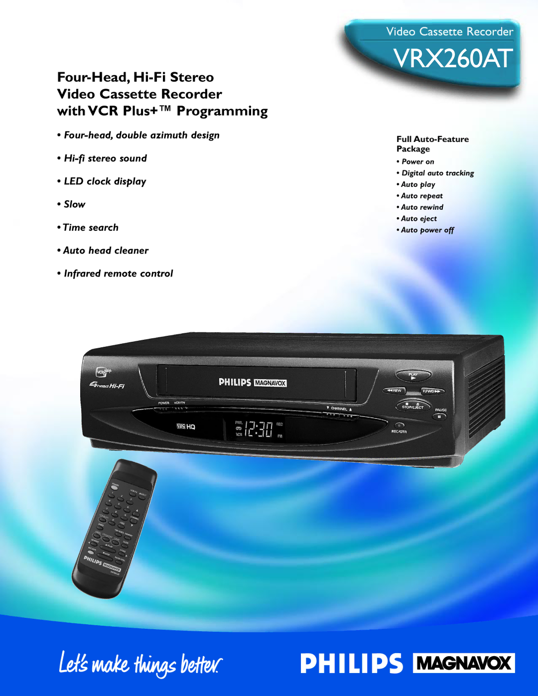 Philips VRX260AT manual Full Auto-Feature Package 