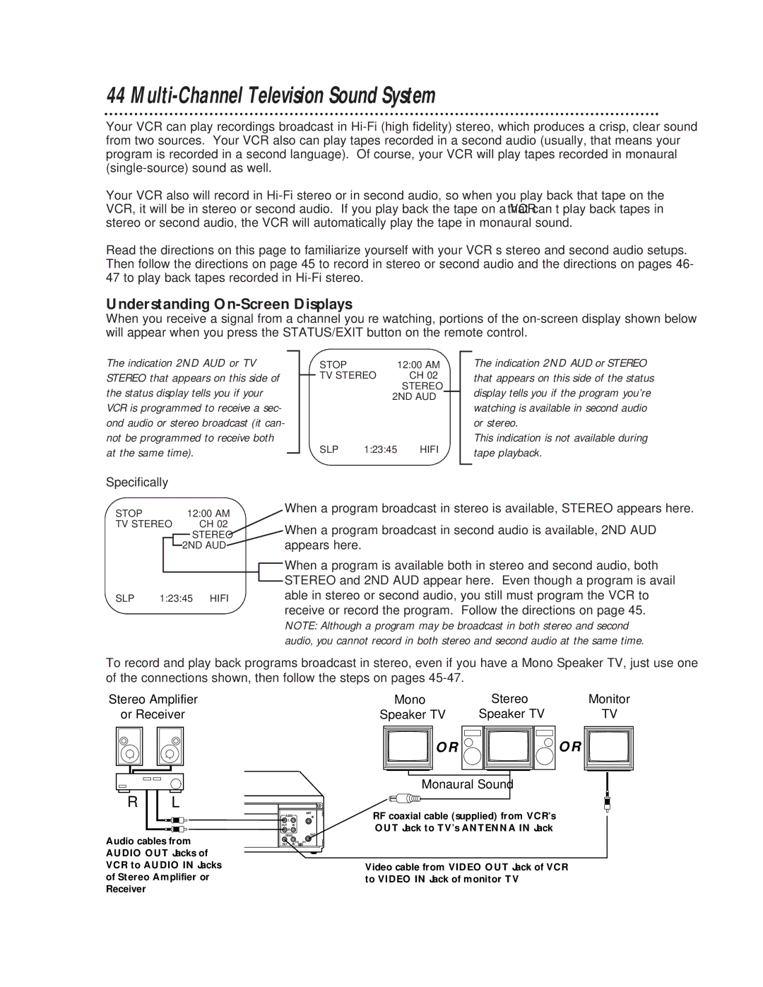 Philips VRX360AT Multi-Channel Television Sound System, Understanding On-Screen Displays, Specifically…, Monitor 