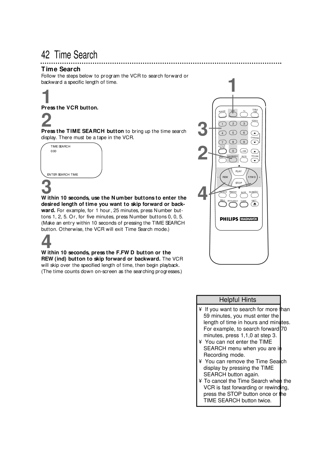 Philips VRX362AT warranty Time Search 