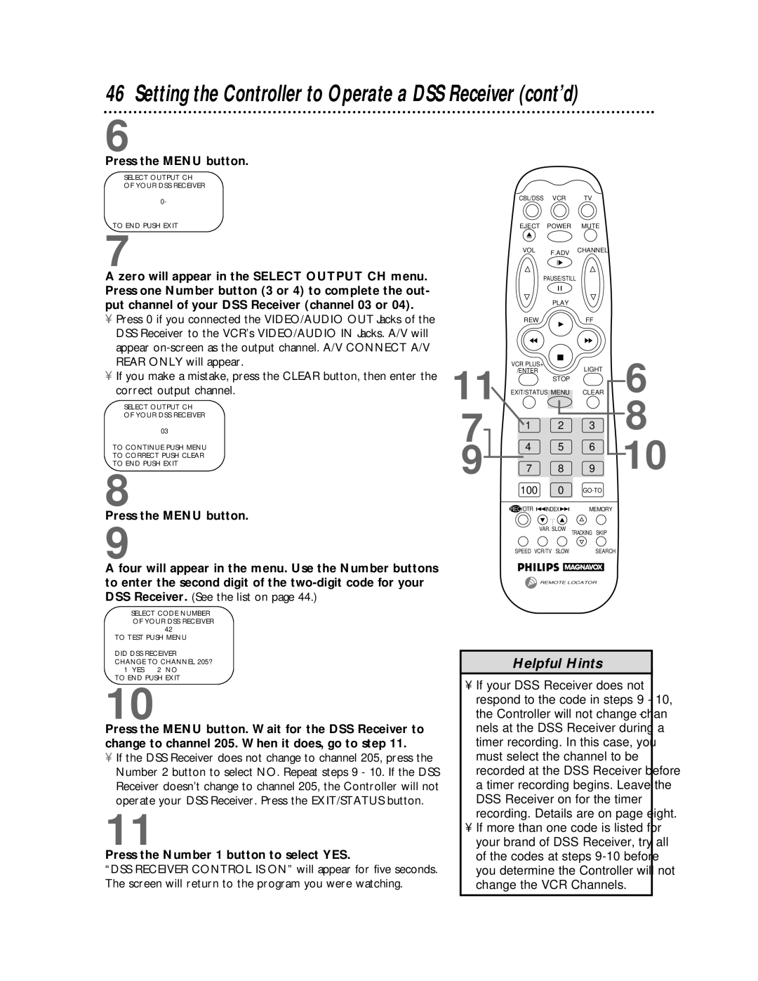 Philips VRX442, VRX462 warranty Press the Number 1 button to select YES, Change the VCR Channels 