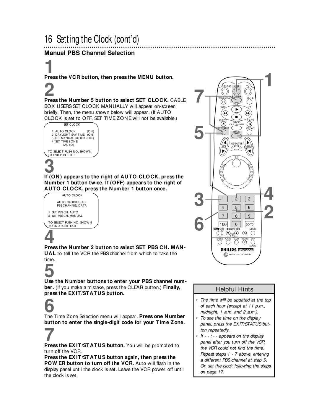 Philips VRX463 warranty Manual PBS Channel Selection 