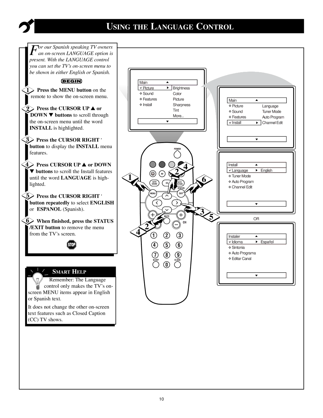 Philips VRX775VD manual Press the Menu button on, Press the Cursor UP or, Press the Cursor Right, Press Cursor UP or Down 