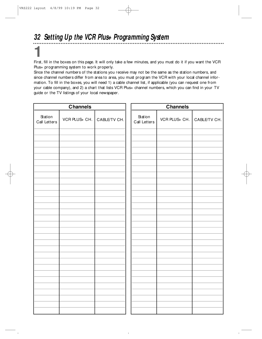 Philips VRZ222AT owner manual Setting Up the VCR Plus+ Programming System, Channels 