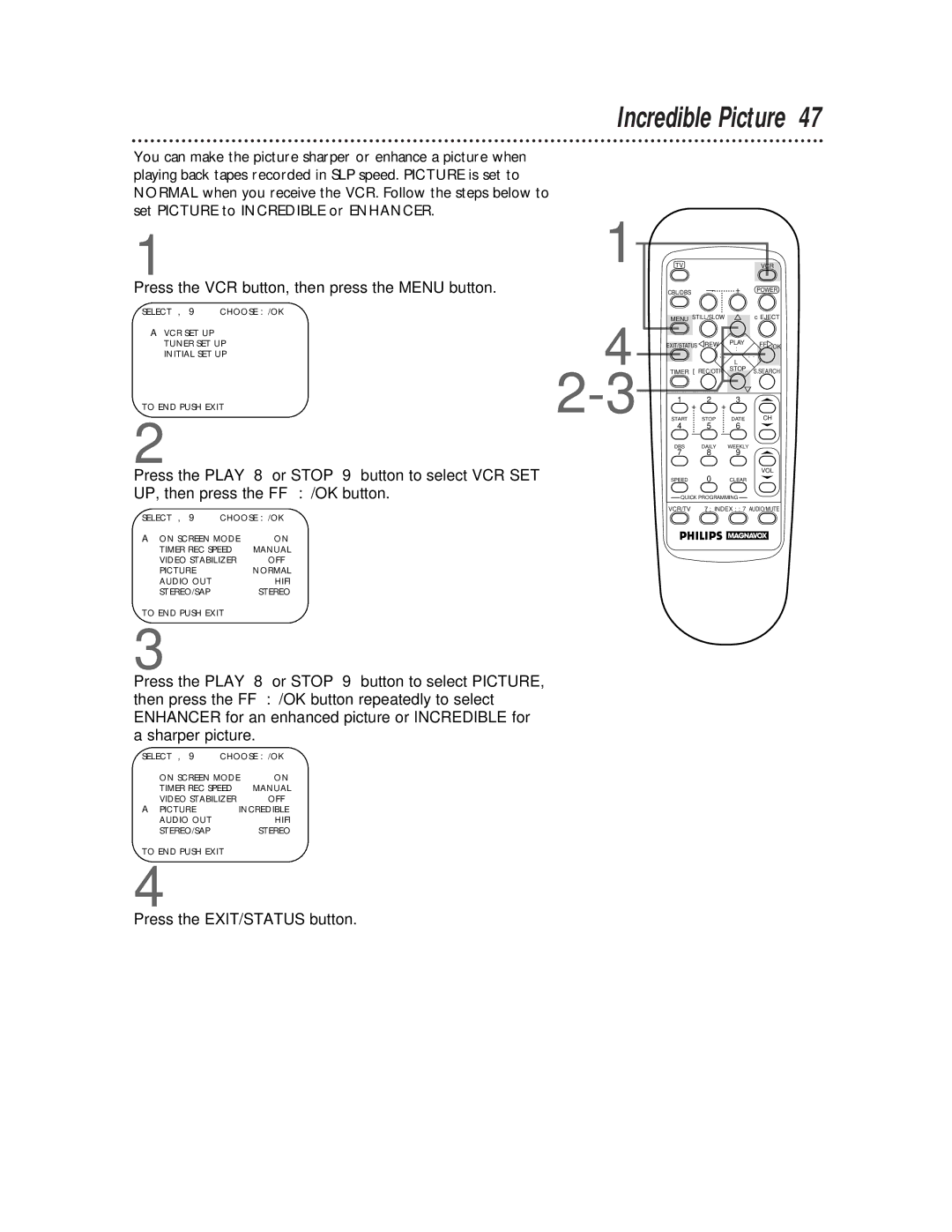 Philips VRZ255 owner manual Incredible Picture 