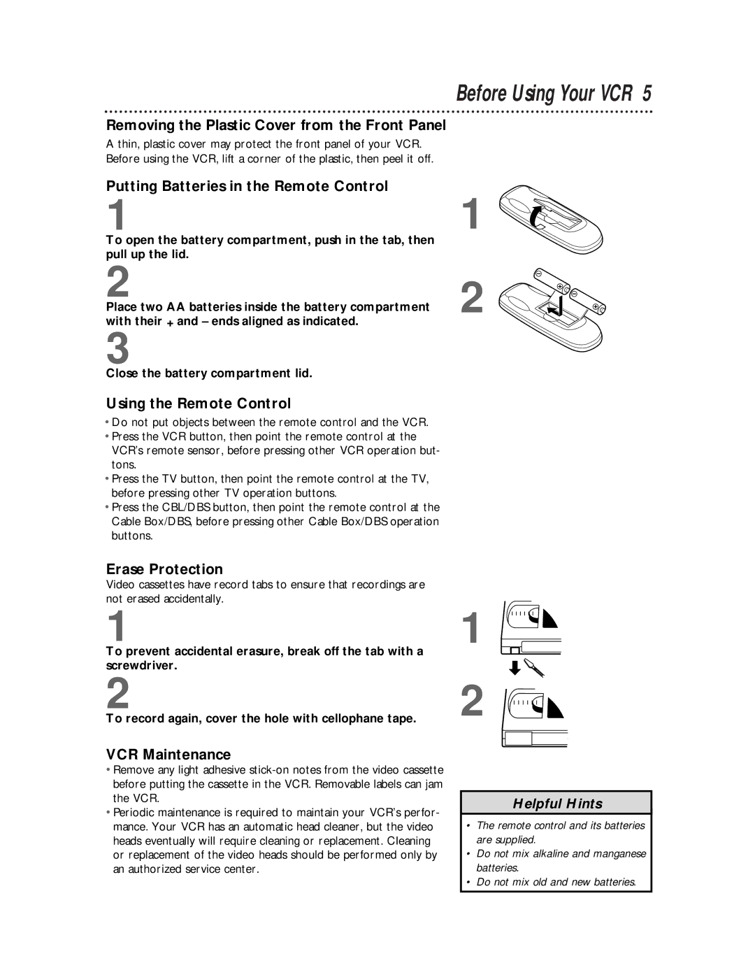 Philips VRZ255 owner manual Before Using Your VCR 