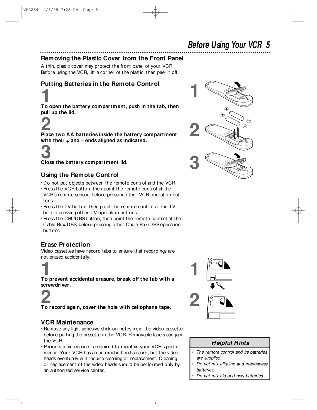 Philips VRZ244, VRZ264 owner manual Before Using Your VCR 