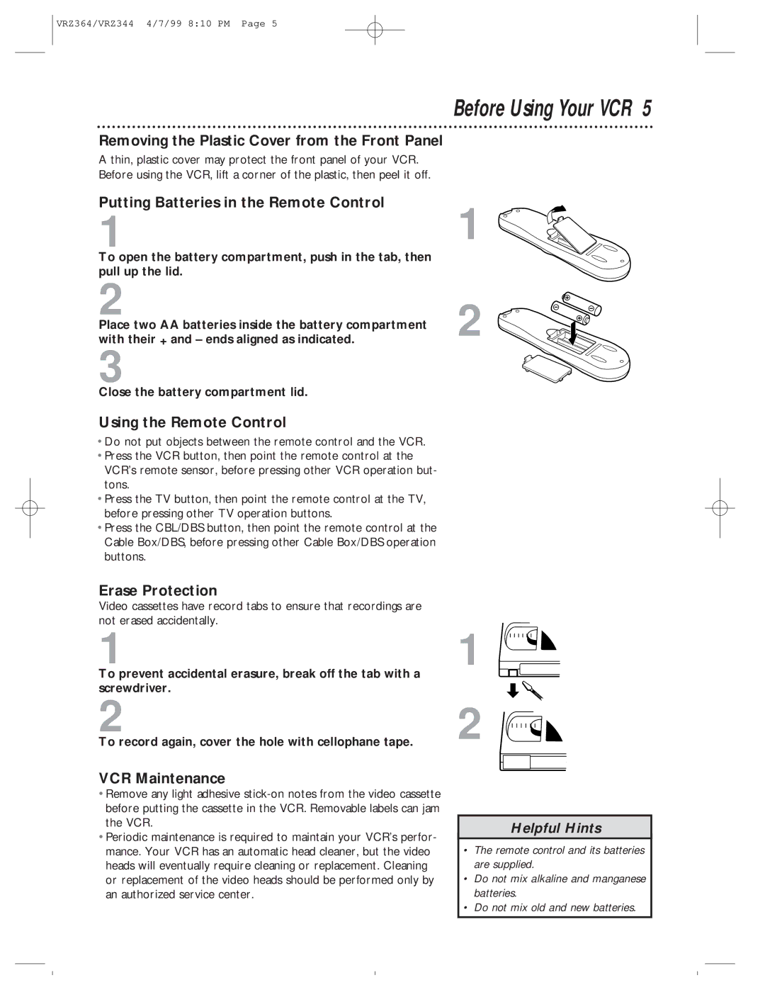 Philips VRZ344AT, VRZ364AT owner manual Before Using Your VCR 