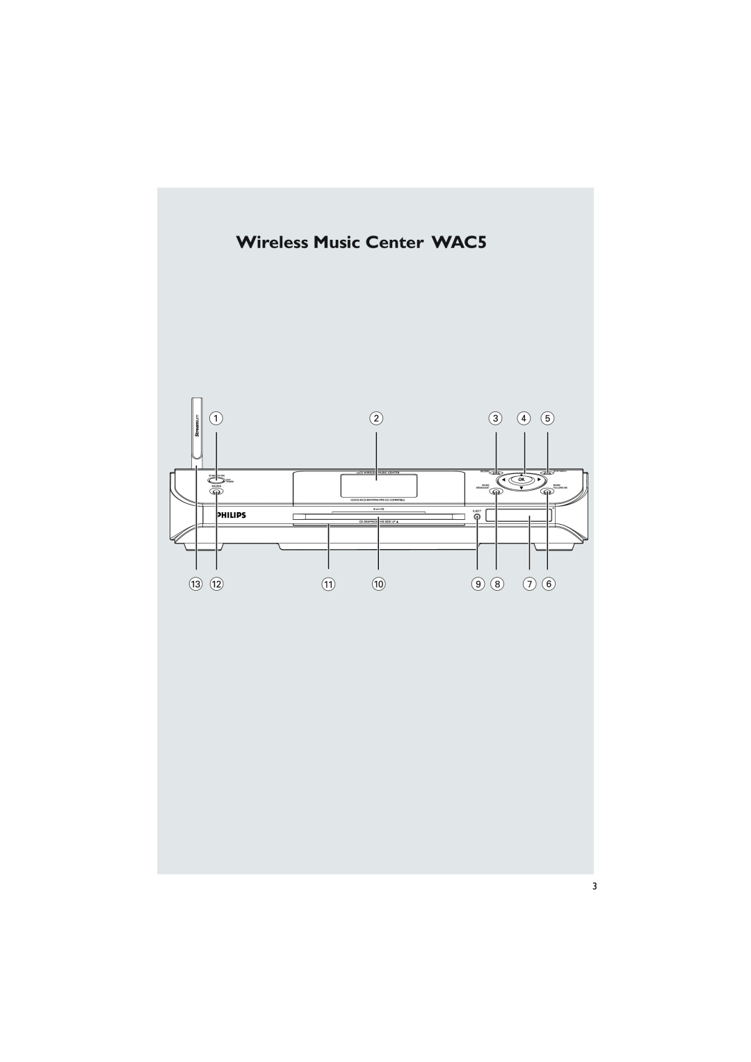 Philips user manual Wireless Music Center WAC5, Stopmenu 