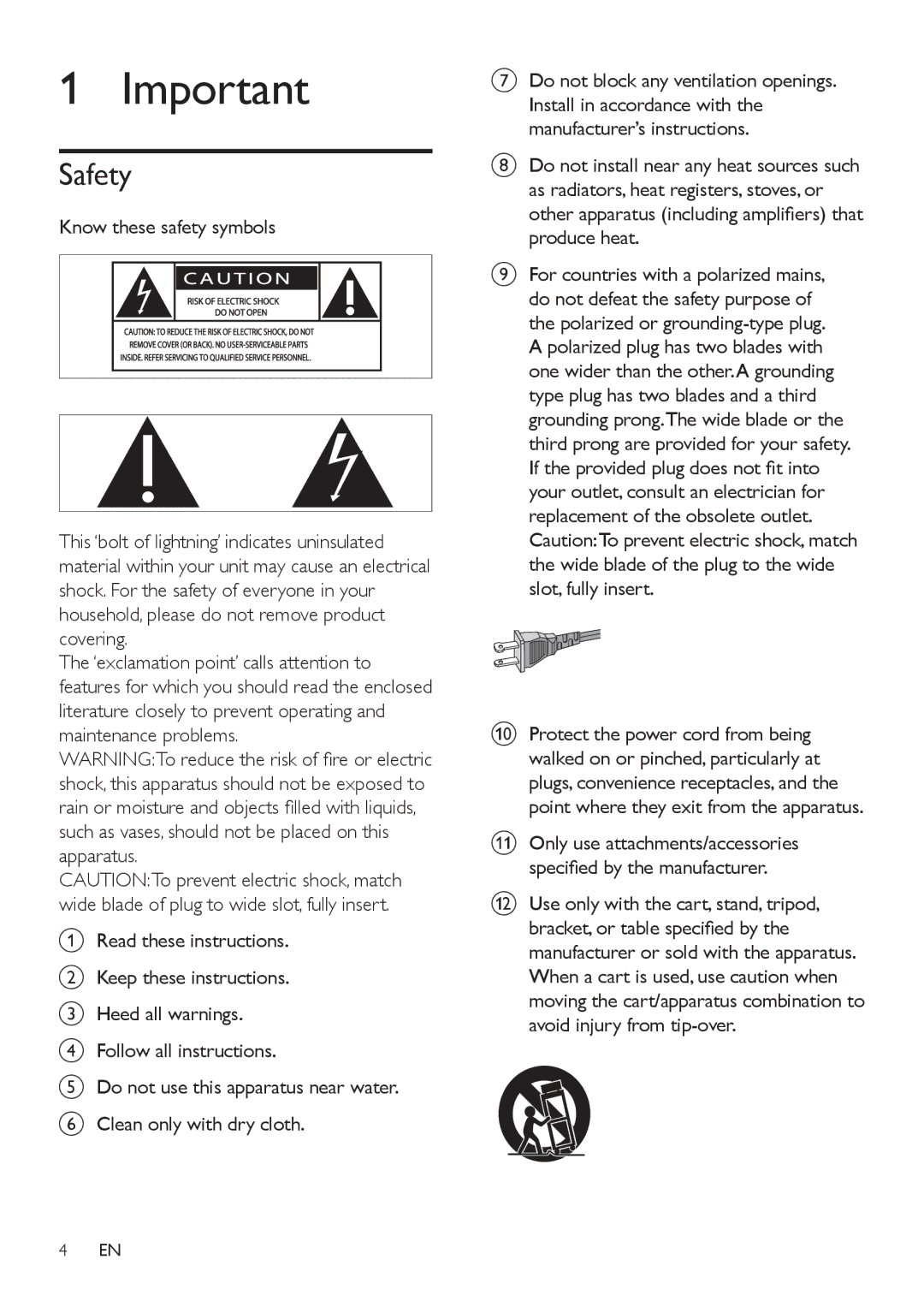 Philips WAC7505 user manual Safety 