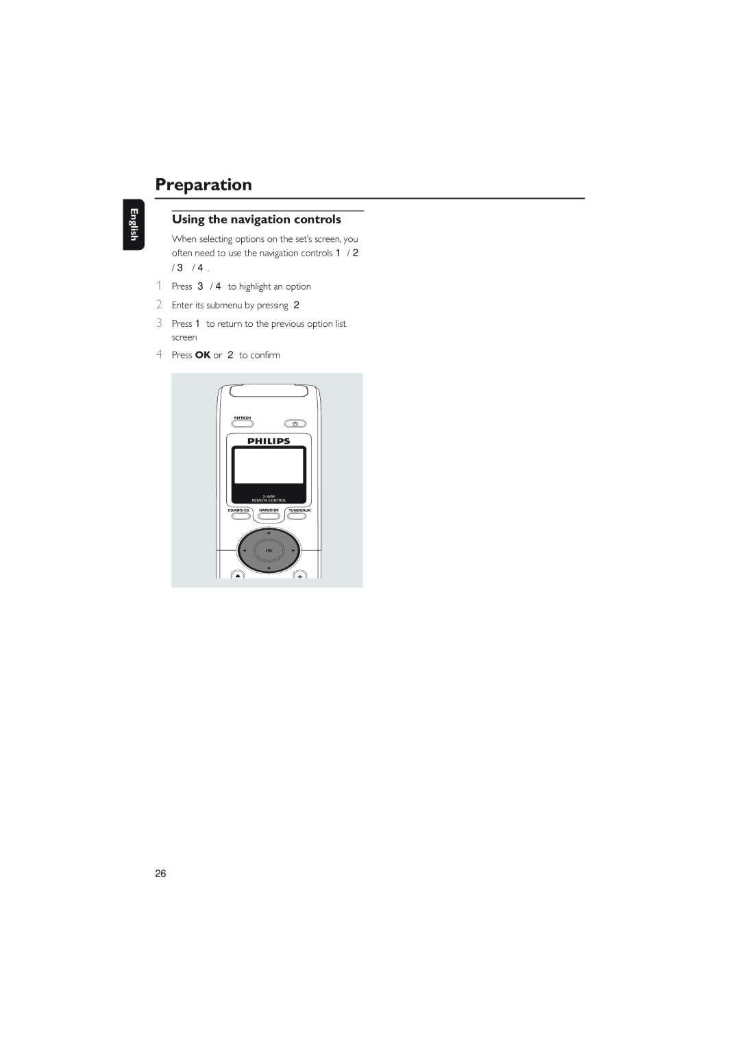 Philips WACS700 owner manual Using the navigation controls 