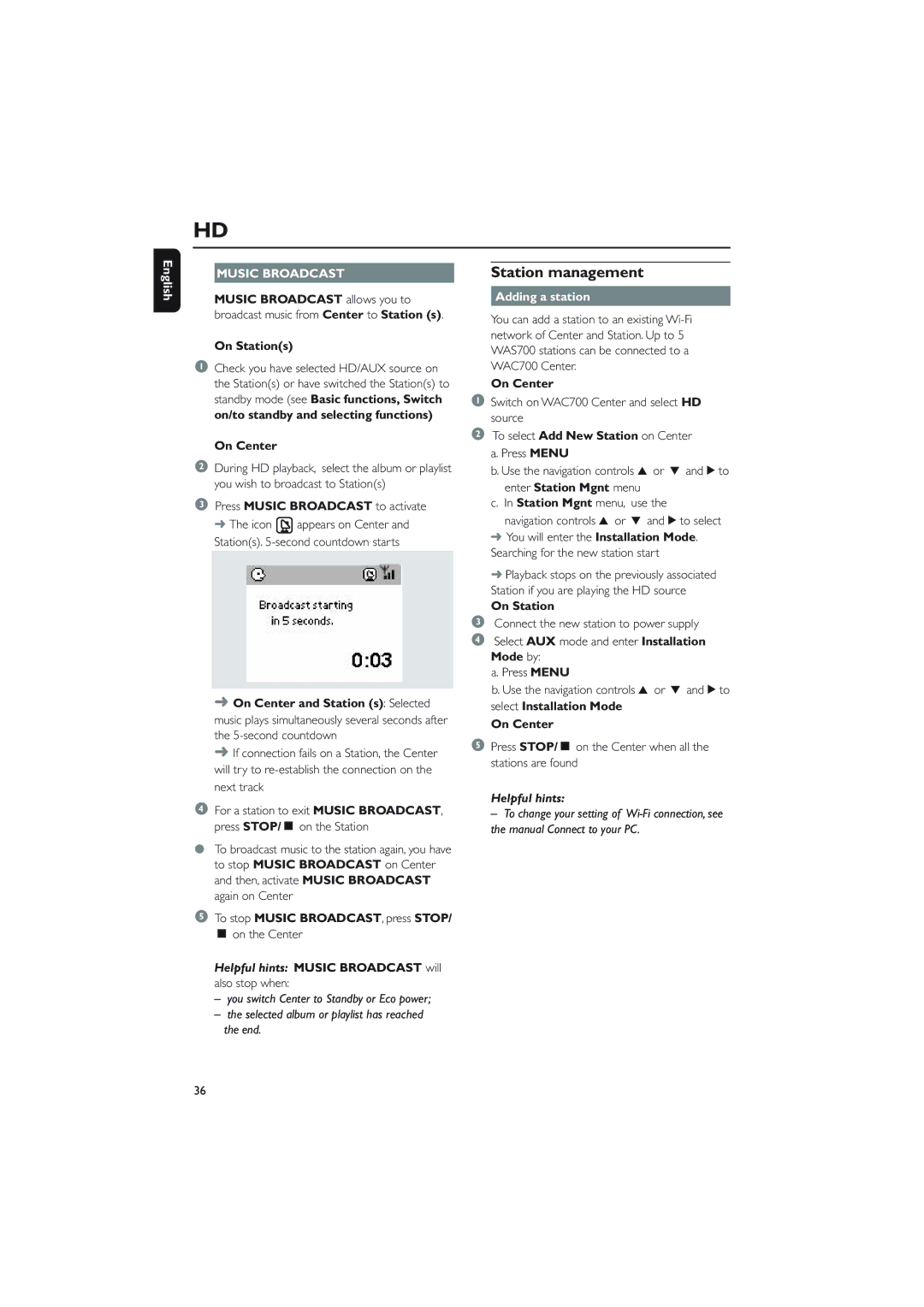 Philips WACS700 owner manual Station management, Adding a station 