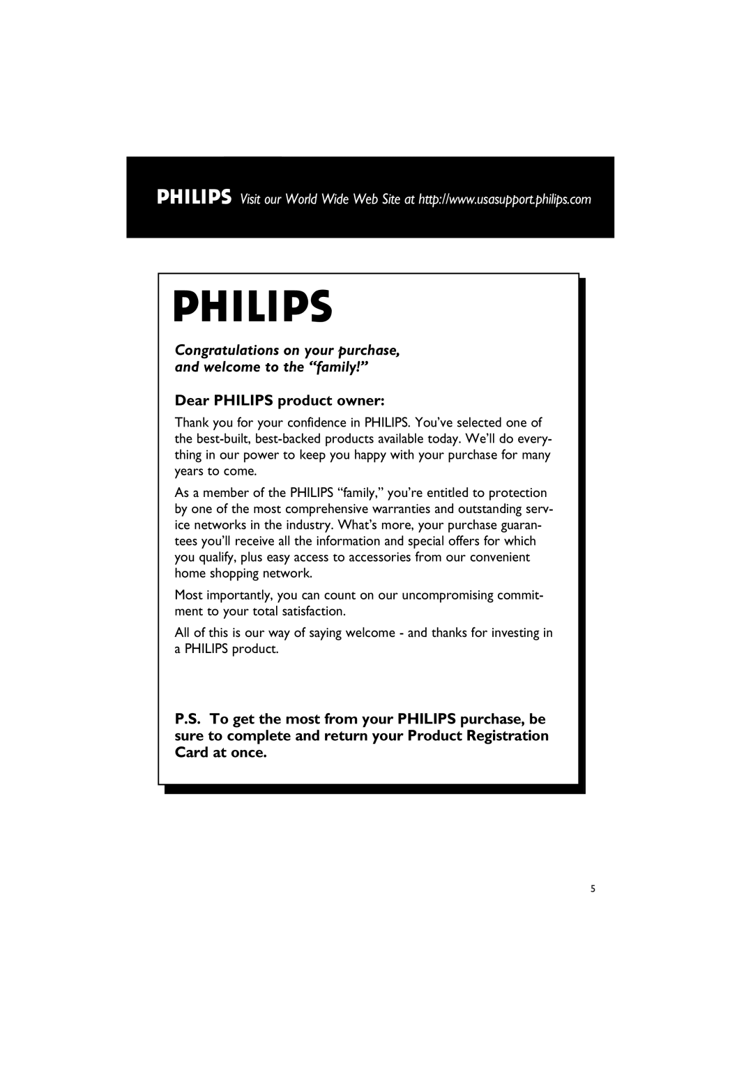 Philips WACS700 owner manual Dear PHILIPS product owner 