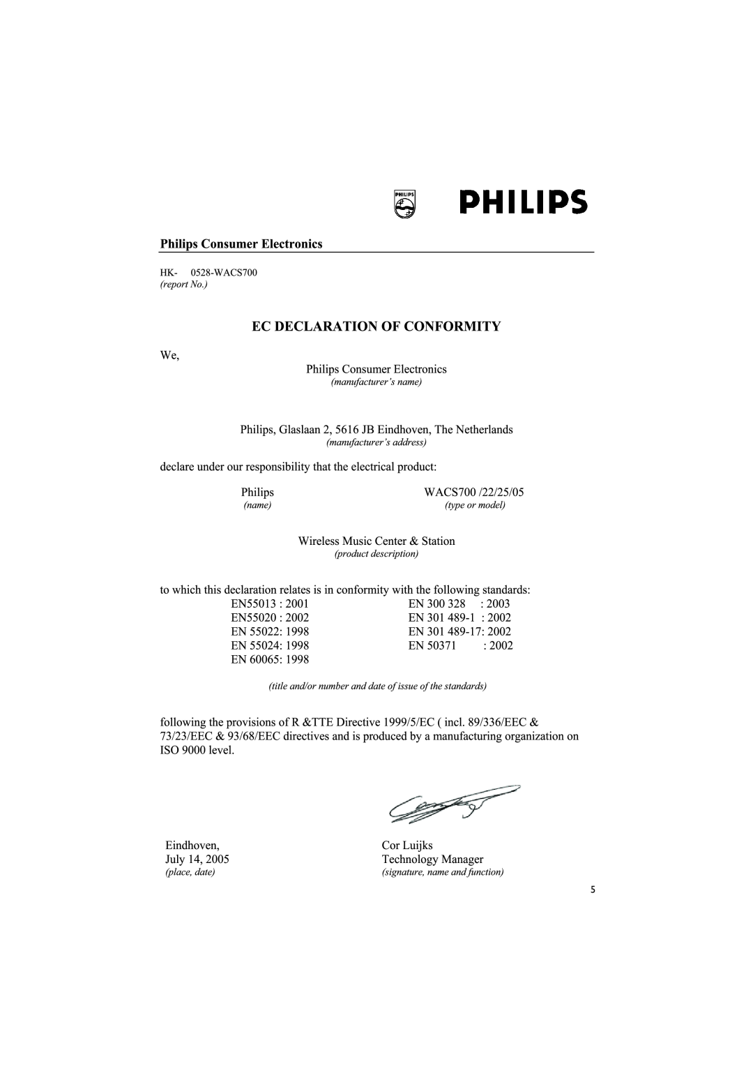 Philips WACS700 manual 