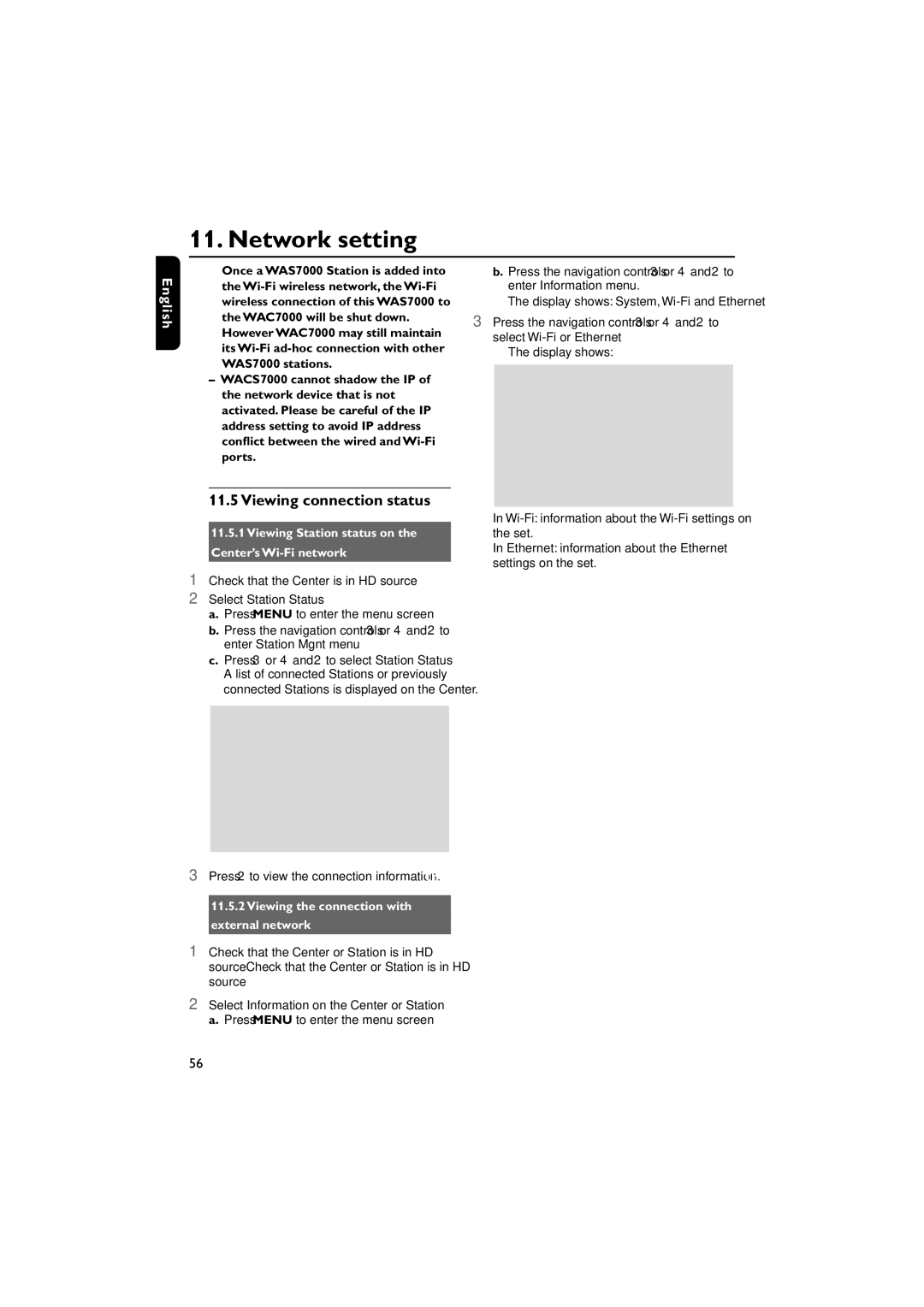 Philips WACS7000, WACS7005 user manual Viewing connection status, Viewing Station status on the Center’s Wi-Fi network 