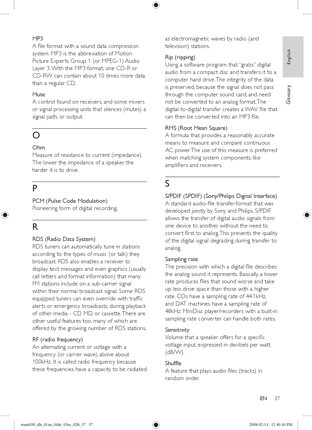 Philips WAS6050/12, WAS6050/05 user manual MP3 