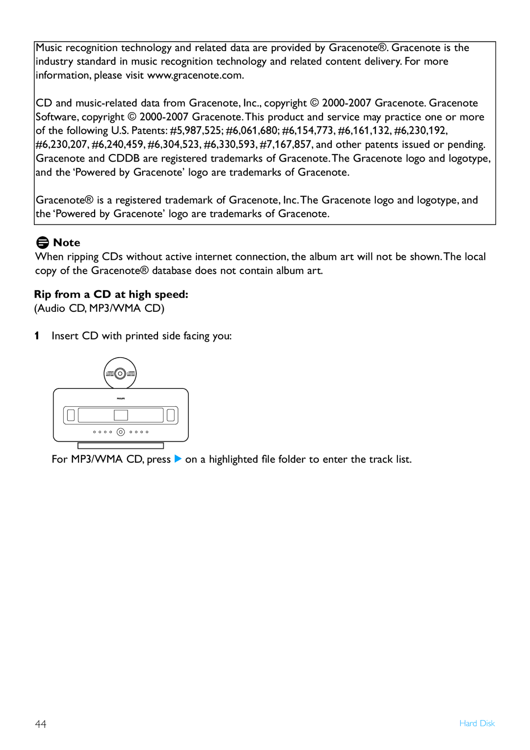 Philips WAS7500/37 user manual Rip from a CD at high speed 