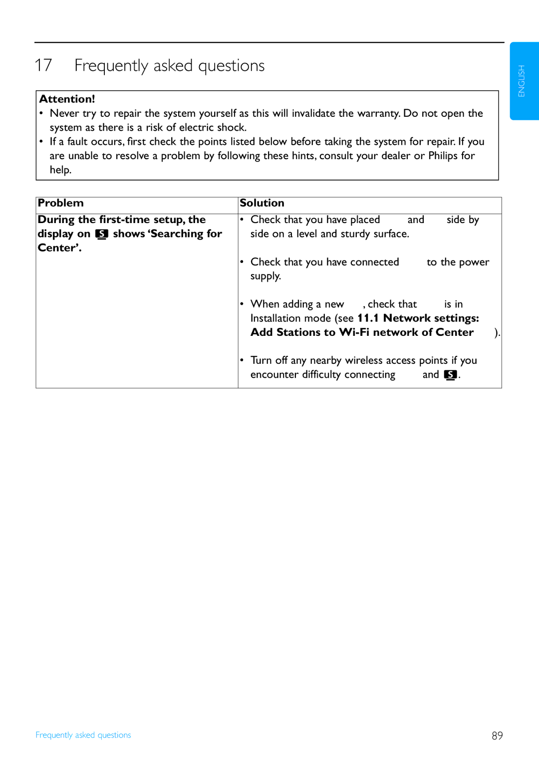 Philips WAS7500/37 user manual Frequently asked questions 