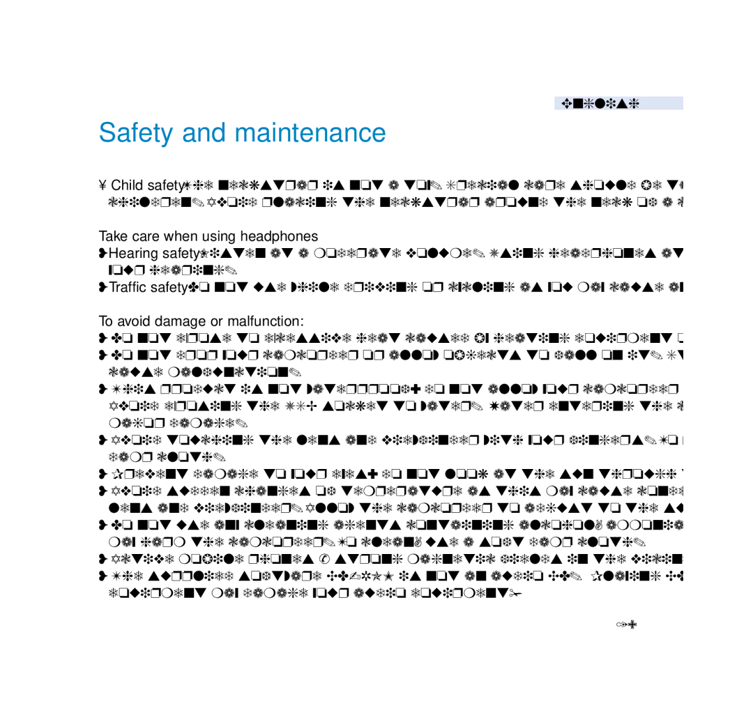 Philips wearable digital camcorder user manual Safety and maintenance 