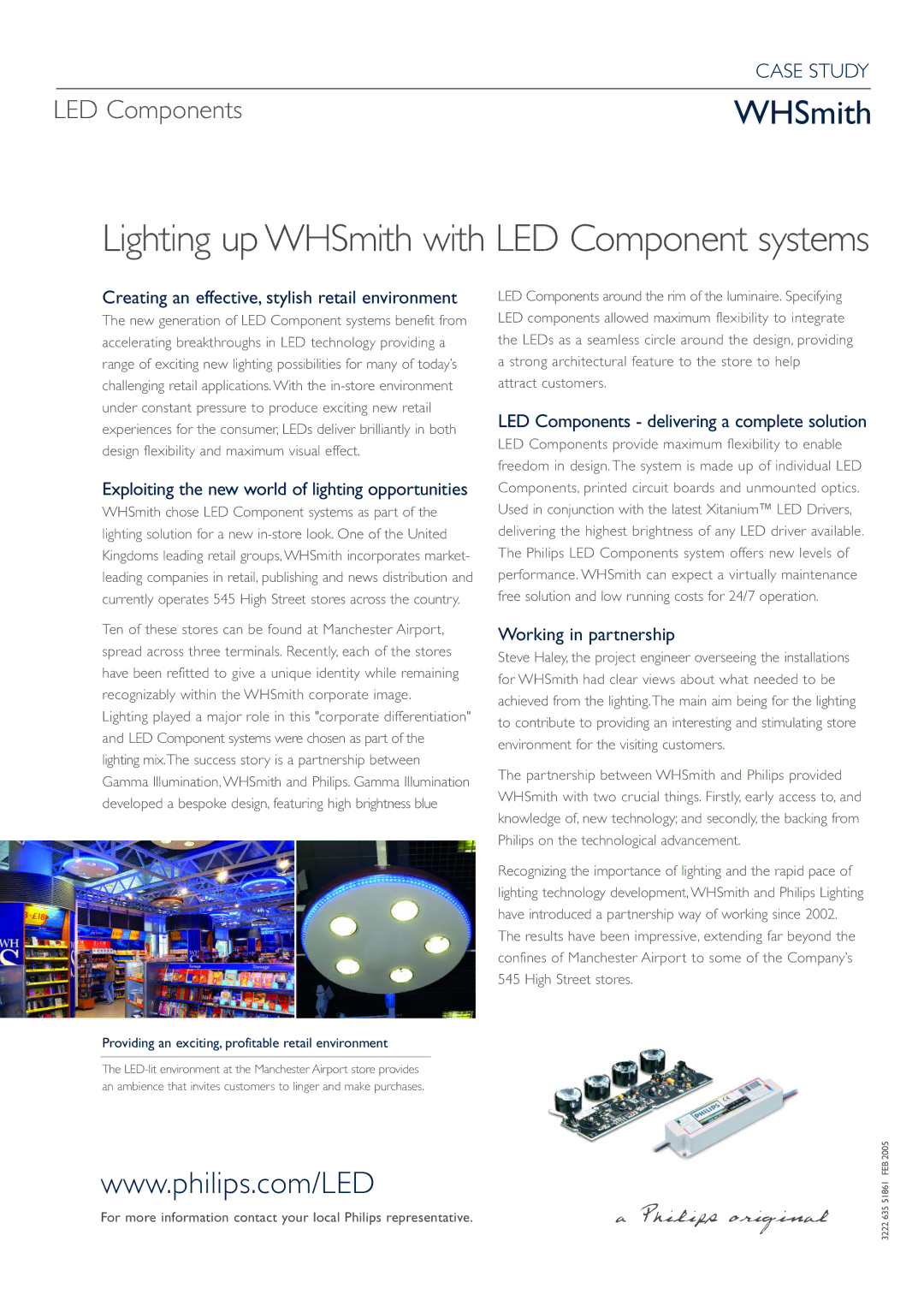 Philips manual Lighting up WHSmith with LED Component systems, Creating an effective, stylish retail environment 