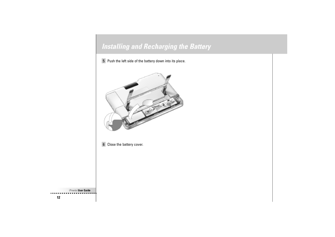 Philips Wireless Equipment Box manual Installing and Recharging the Battery 