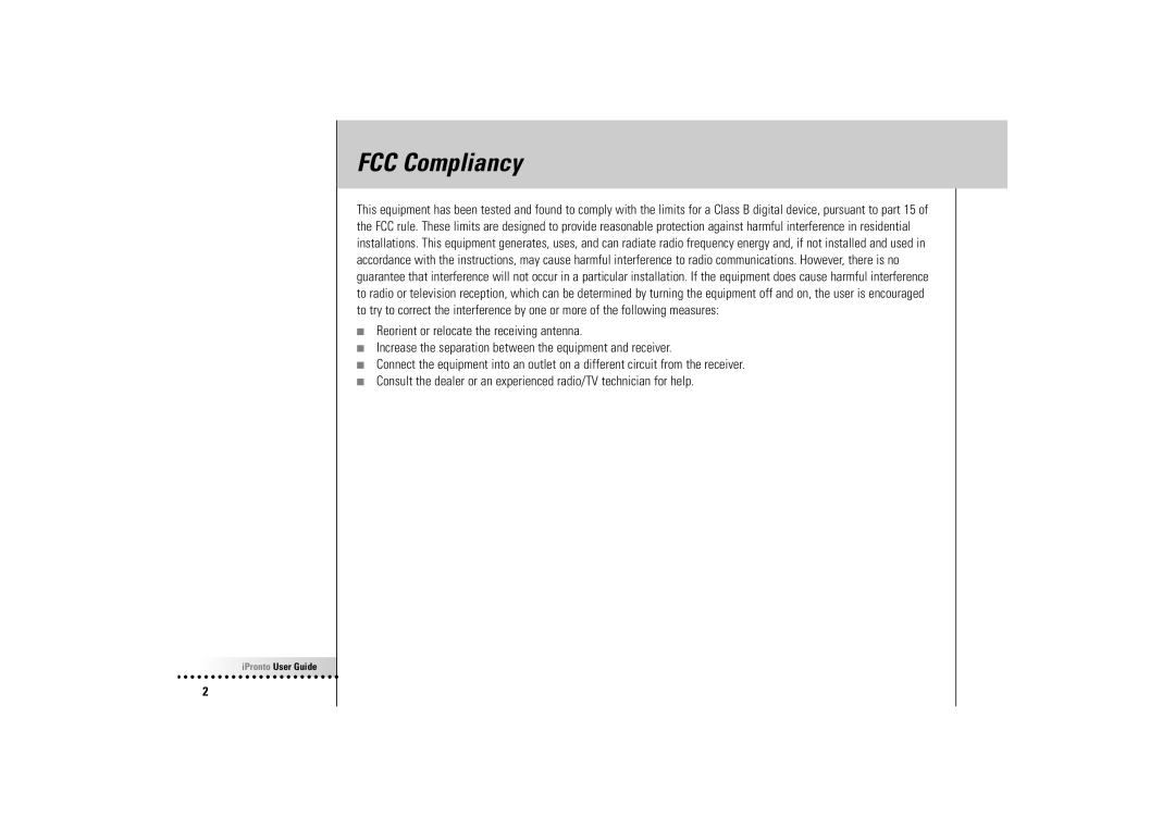 Philips Wireless Equipment Box manual FCC Compliancy 