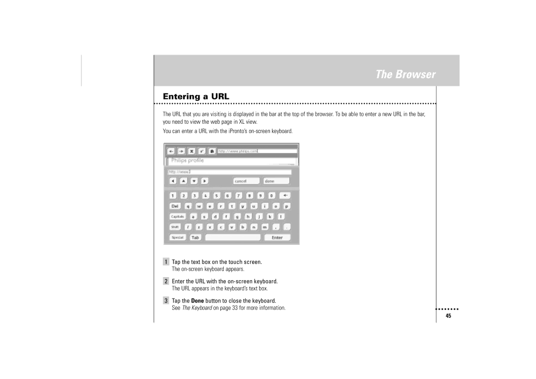 Philips Wireless Equipment Box manual Entering a URL 