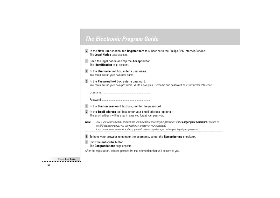 Philips Wireless Equipment Box manual Electronic Program Guide 