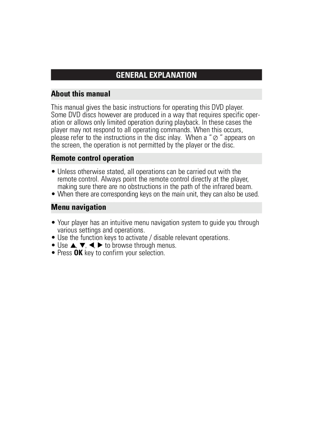 Philips WK0831 user manual General Explanation, About this manual, Remote control operation, Menu navigation 