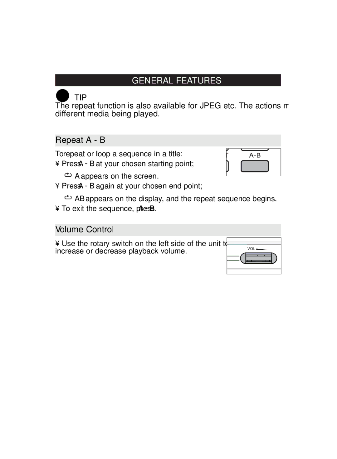 Philips WK0831 user manual Repeat a B, Volume Control 