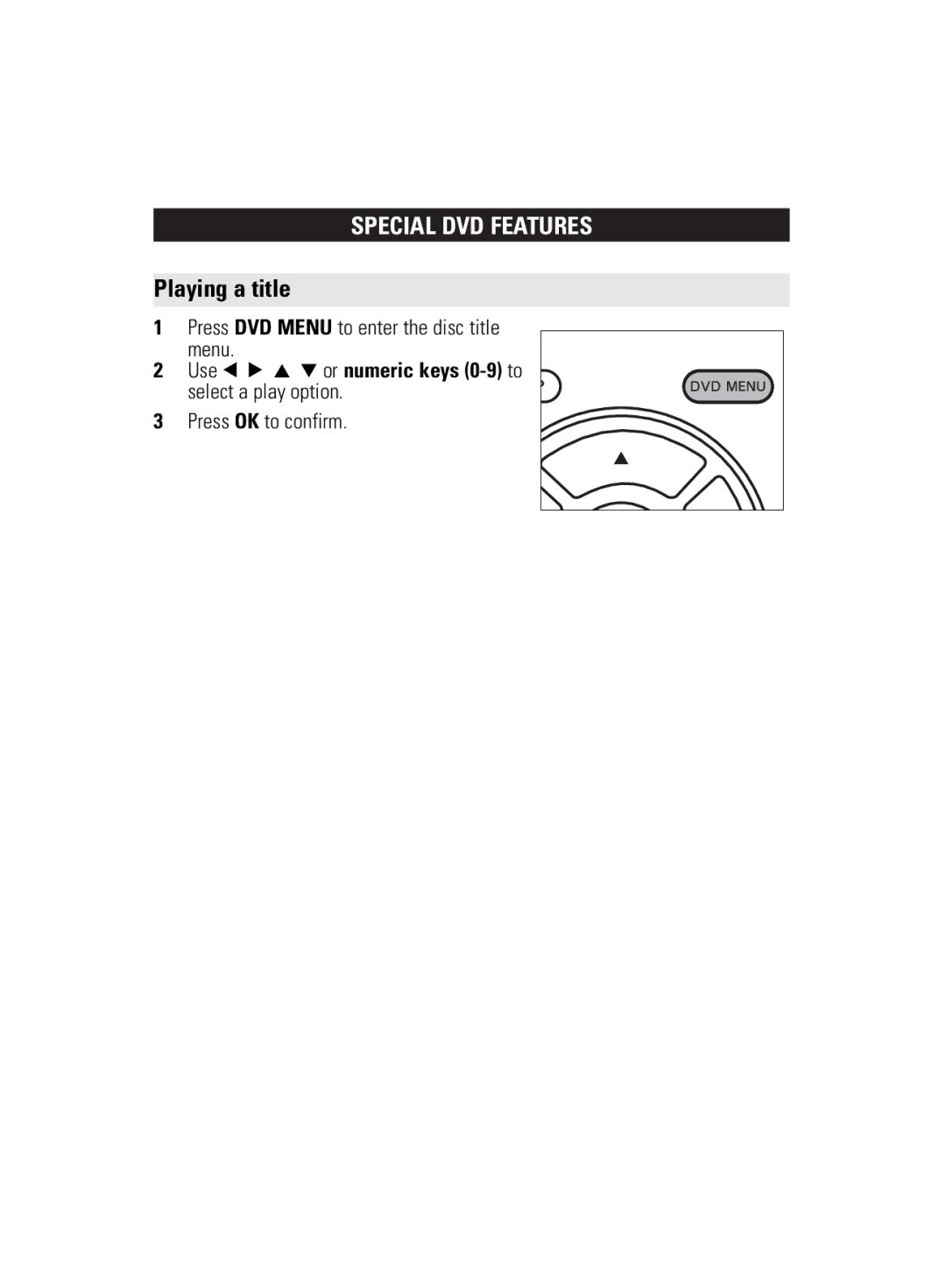 Philips WK0831 user manual Playing a title, Use 1 2 3 4 or numeric keys 0-9 to 