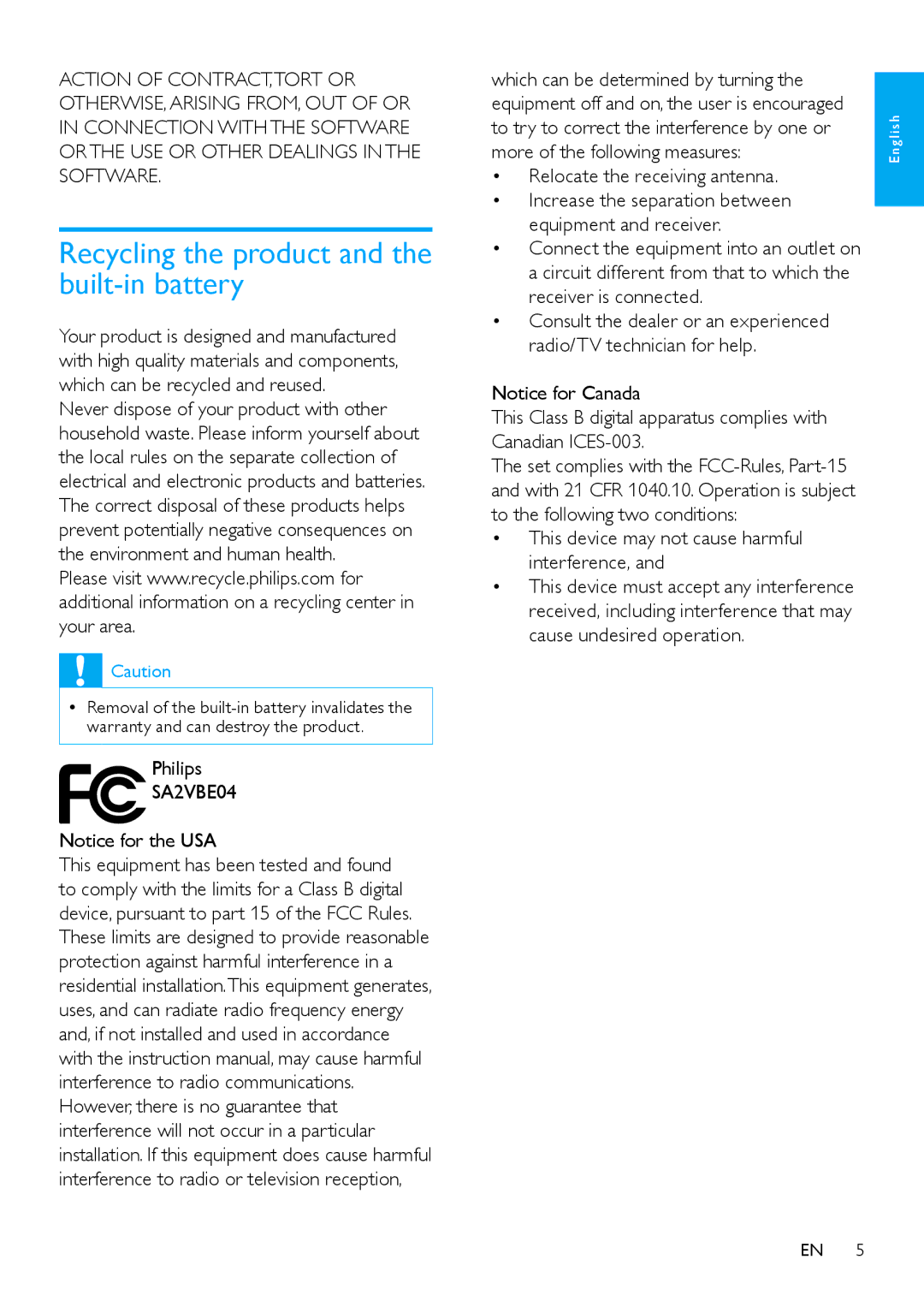 Philips wk10295 user manual Recycling the product and the built-in battery, Philips, Relocate the receiving antenna 