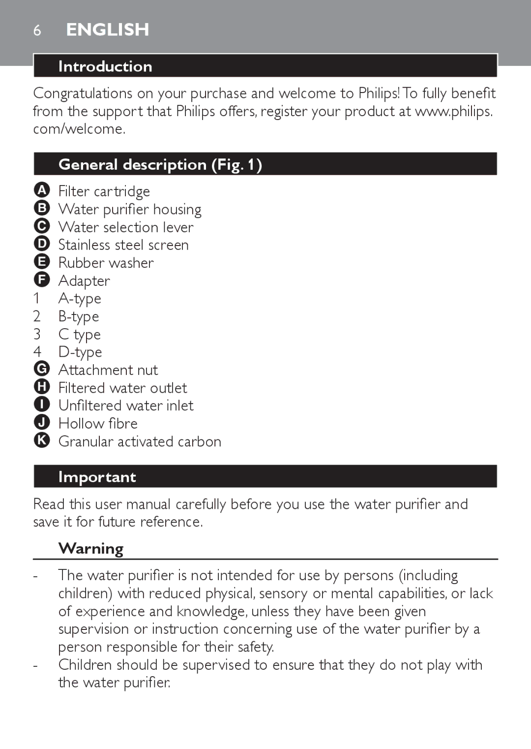 Philips WP3810, WP3811 manual English, Introduction General description Fig 