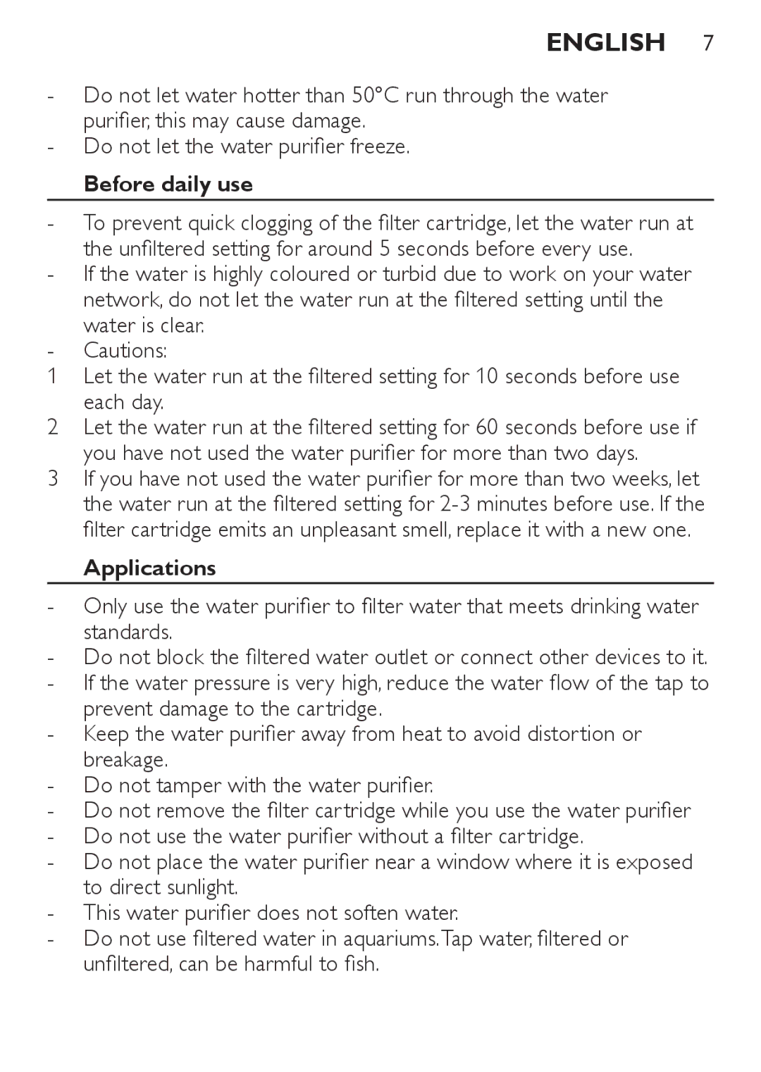 Philips WP3811, WP3810 manual Before daily use, Applications 