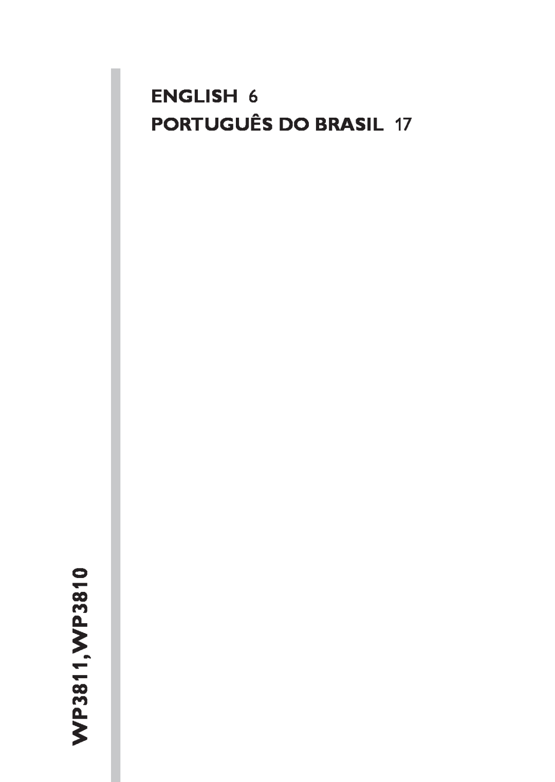 Philips manual English Português do Brasil, WP3811,WP3810 