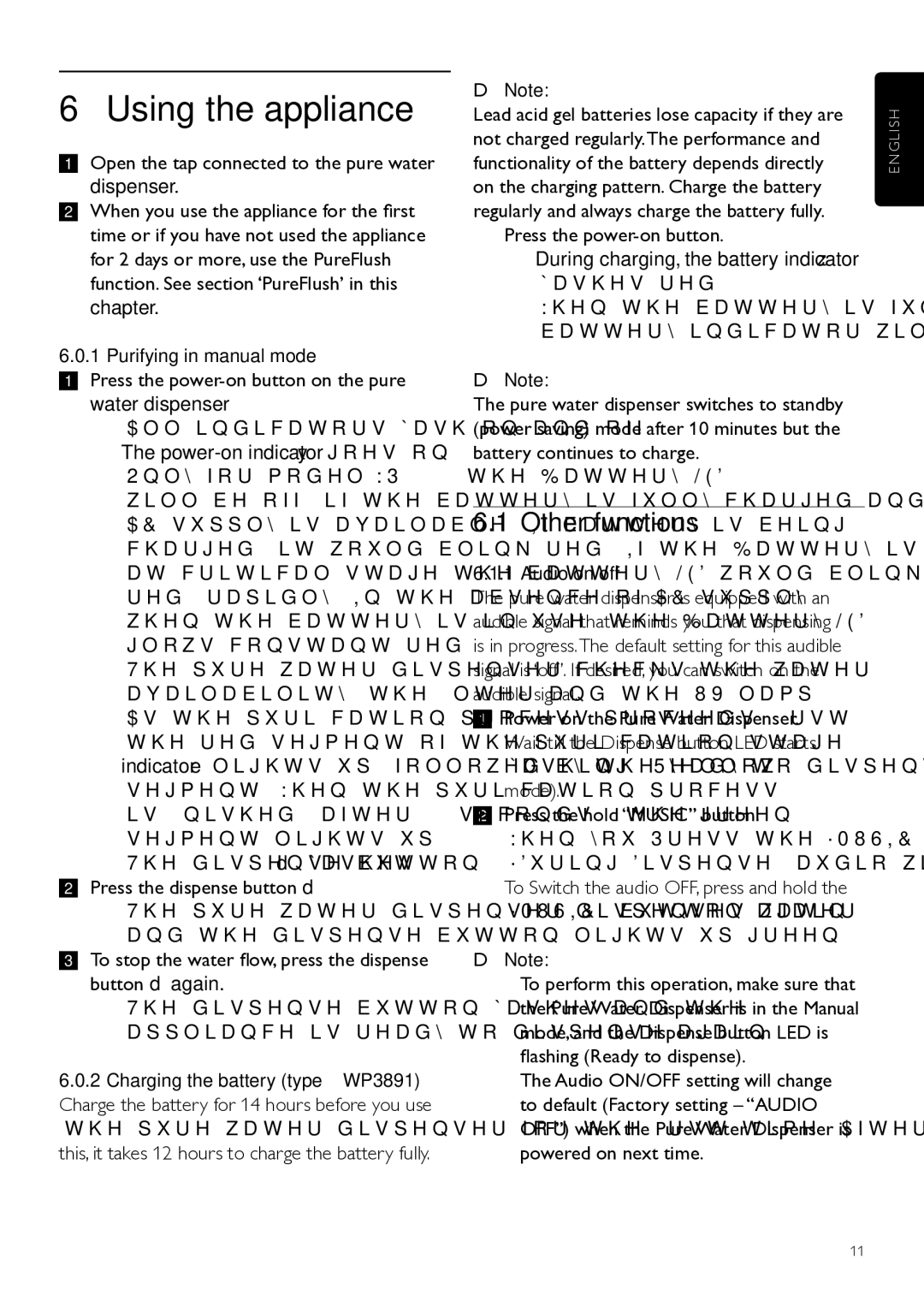 Philips WP3890, WP3891 user manual Using the appliance, Other functions 