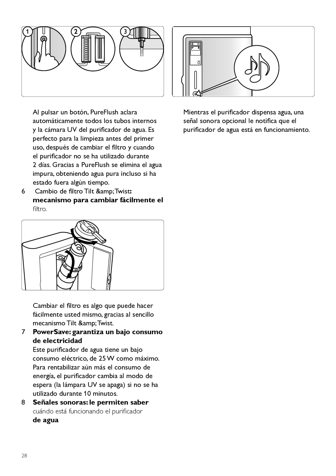 Philips WP3891, WP3890 user manual PowerSave garantiza un bajo consumo de electricidad 