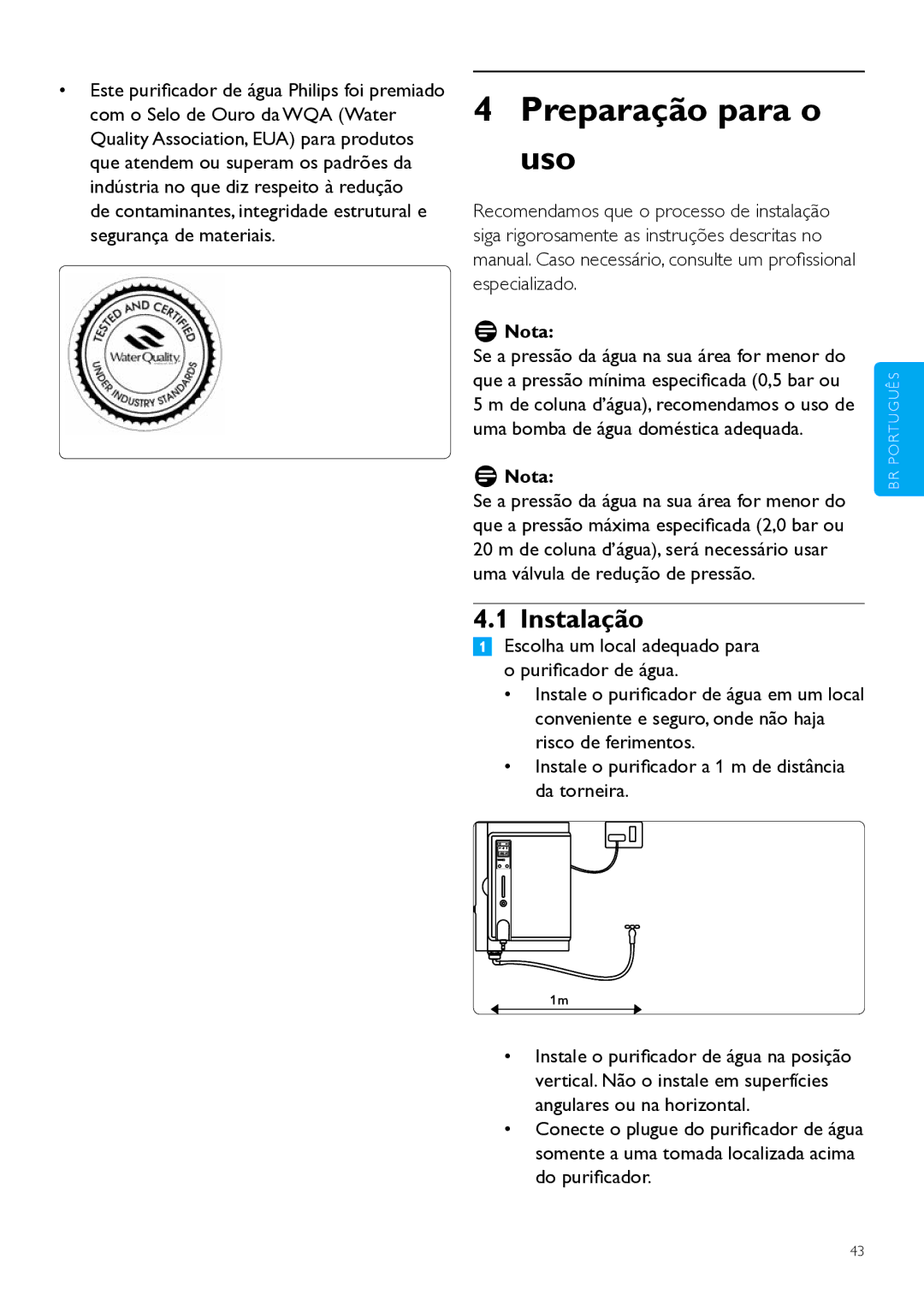 Philips WP3890, WP3891 user manual Preparação para o uso, Instalação 