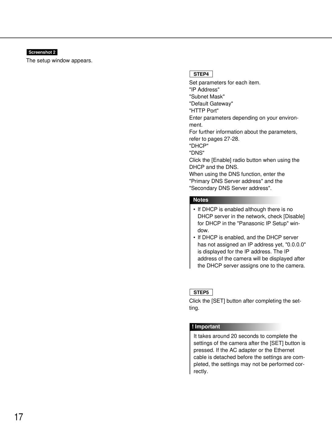 Philips WV-NM100 operating instructions Dhcp DNS 