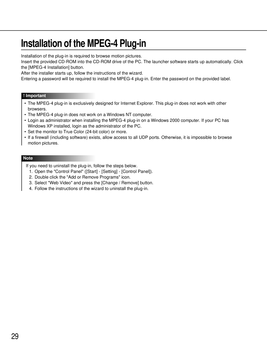 Philips WV-NM100 operating instructions Installation of the MPEG-4 Plug-in 