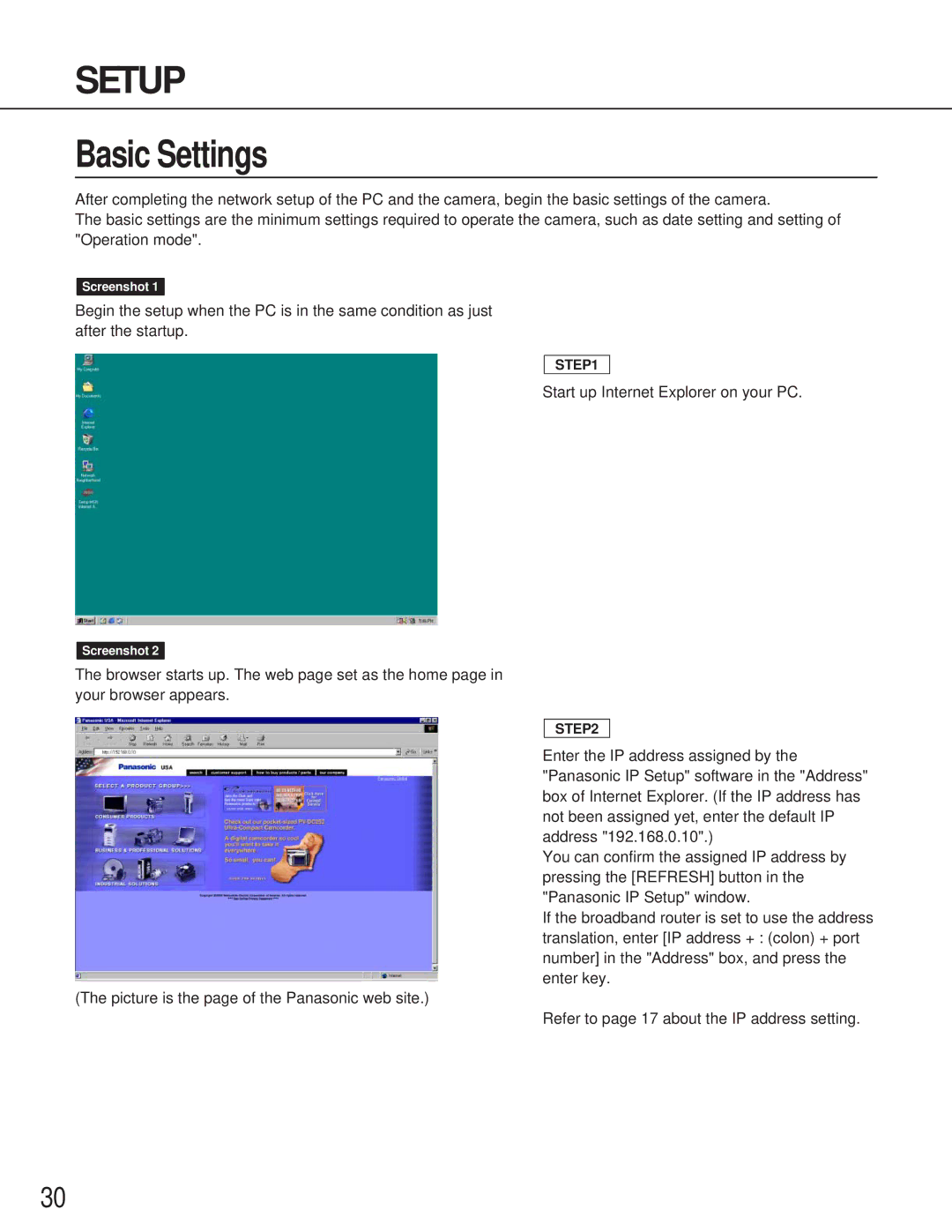 Philips WV-NM100 operating instructions Basic Settings 