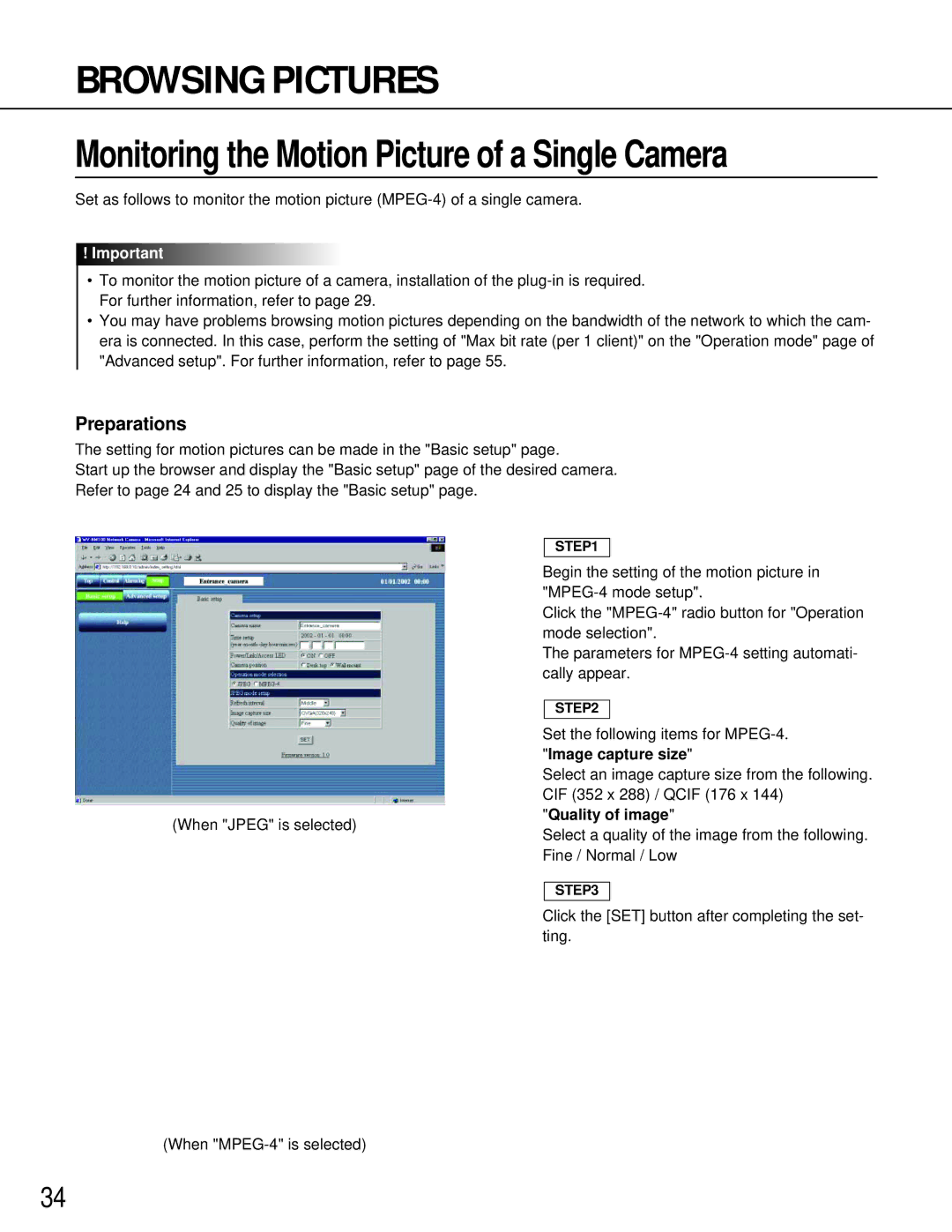 Philips WV-NM100 operating instructions Monitoring the Motion Picture of a Single Camera 