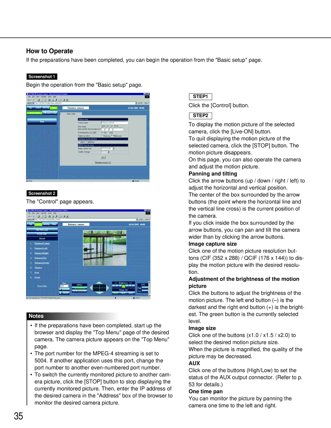 Philips WV-NM100 operating instructions Adjustment of the brightness of the motion picture 